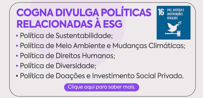 Cogna divulga políticas relacionadas à ESG