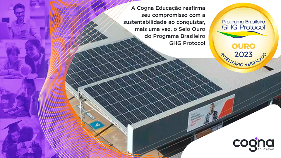 Imagem das Placas Solares da Unidade Anhanguera Selo Ouro GHG Protocol